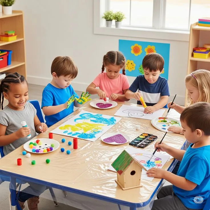 Happy kids learning